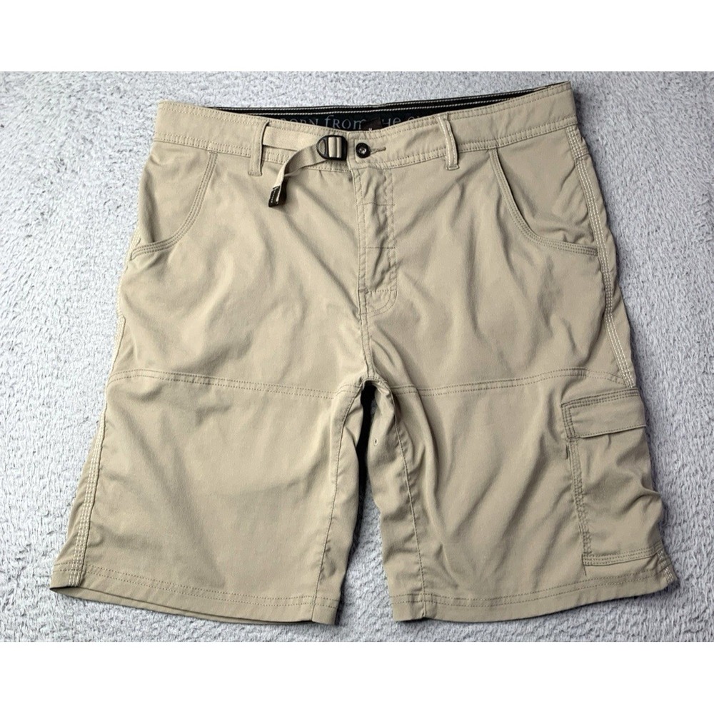 Prana Shorts Mens Size 35WX10L  Inseam 9" Stretch Khaki  Hiking Outdoor Shorts